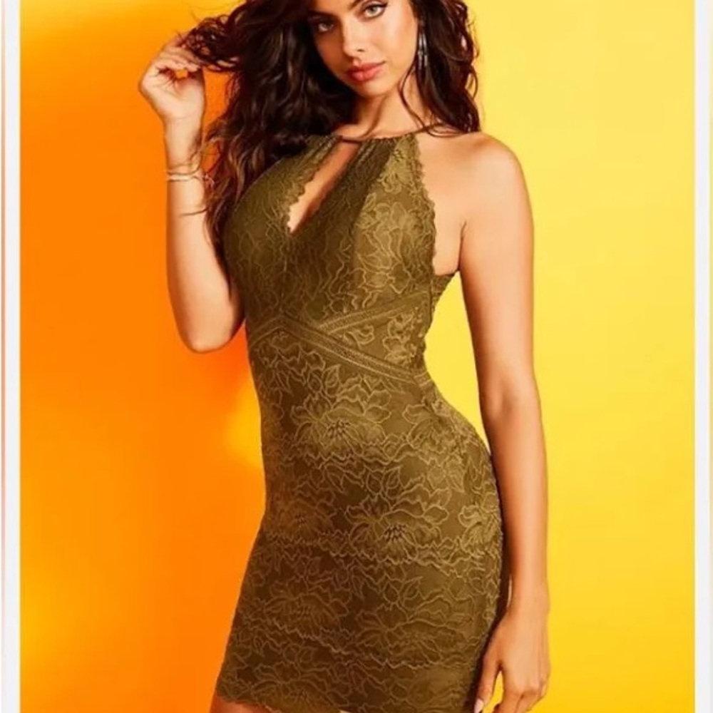 WORN ONCE|| S: Olive Green Kason Lace Dress